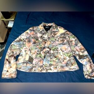Floral print cropped puffer jacket fashion nova